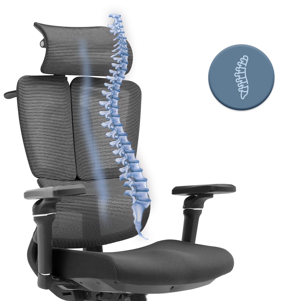 Fotel biurowy ergonomiczny obrotowy ERGONOBLE 3058 Black Czarny Tkanina