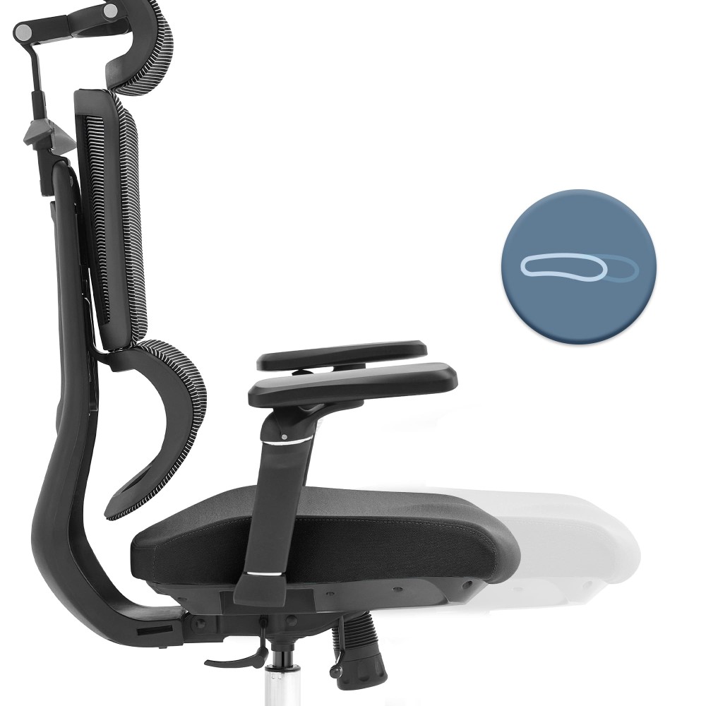 Fotel biurowy ergonomiczny obrotowy ERGONOBLE 3058 Black Czarny Tkanina