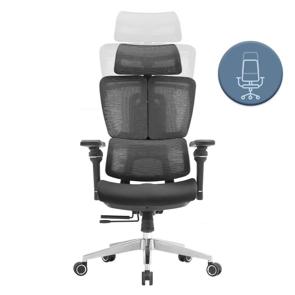 Fotel biurowy ergonomiczny obrotowy ERGONOBLE 3058 Black Czarny Tkanina