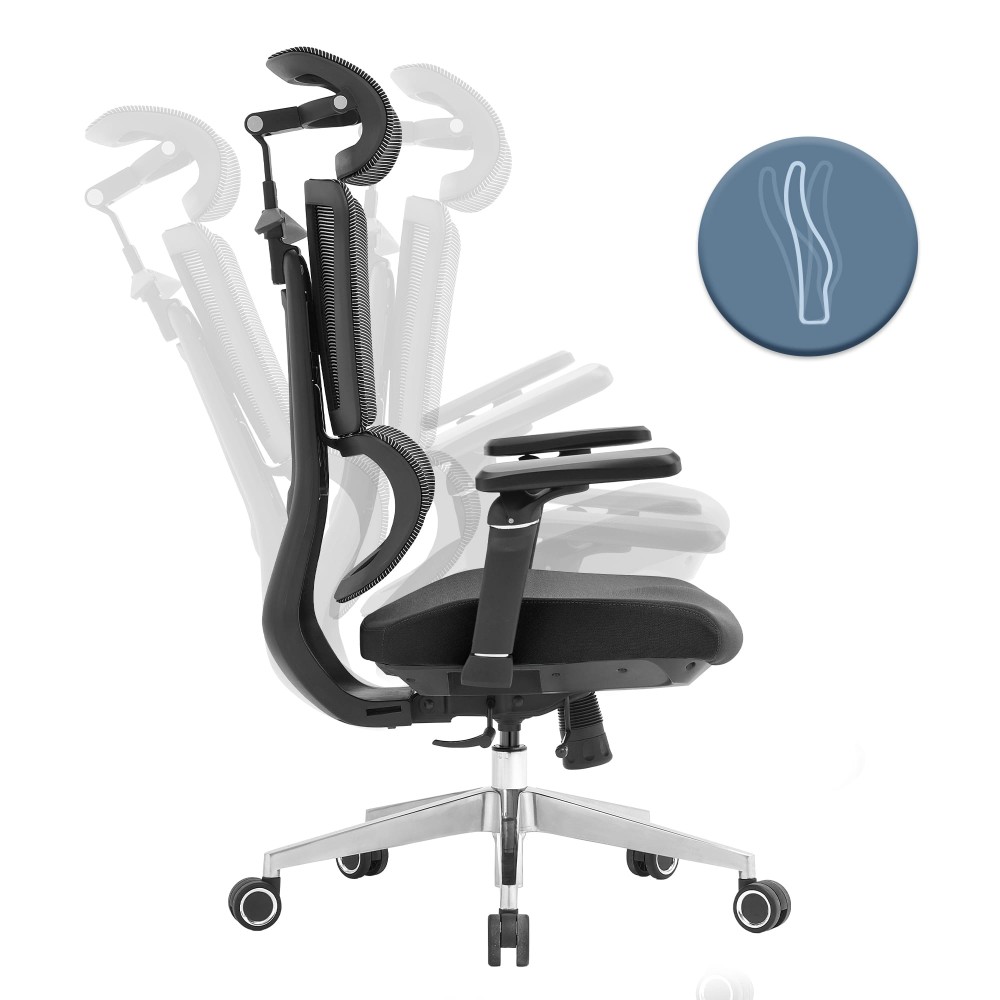 Fotel biurowy ergonomiczny obrotowy ERGONOBLE 3058 Black Czarny Tkanina