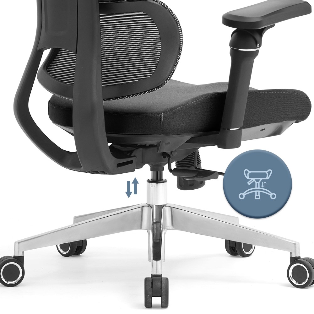Fotel biurowy ergonomiczny obrotowy ERGONOBLE 3058 Black Czarny Tkanina