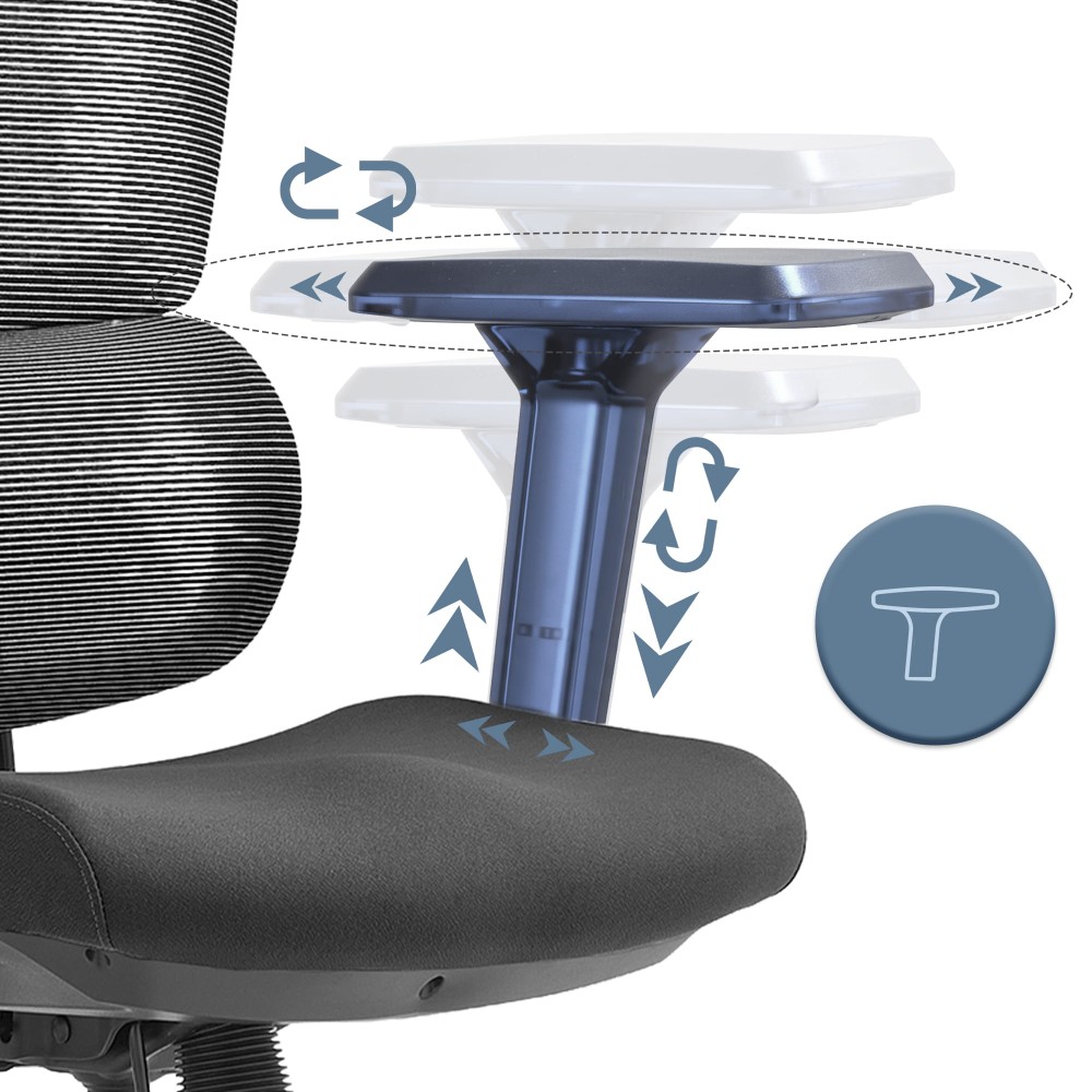 Fotel biurowy ergonomiczny obrotowy ERGONOBLE 3058 Black Czarny Tkanina