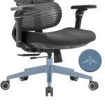 Fotel biurowy ergonomiczny obrotowy ERGONOBLE 3058 Black Czarny Tkanina