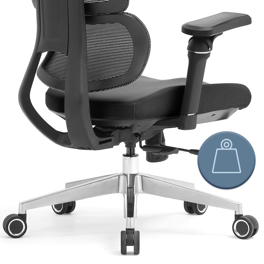 Fotel biurowy ergonomiczny obrotowy ERGONOBLE 3058 Black Czarny Tkanina