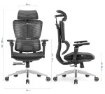 Fotel biurowy ergonomiczny obrotowy ERGONOBLE 3058 Black Czarny Tkanina