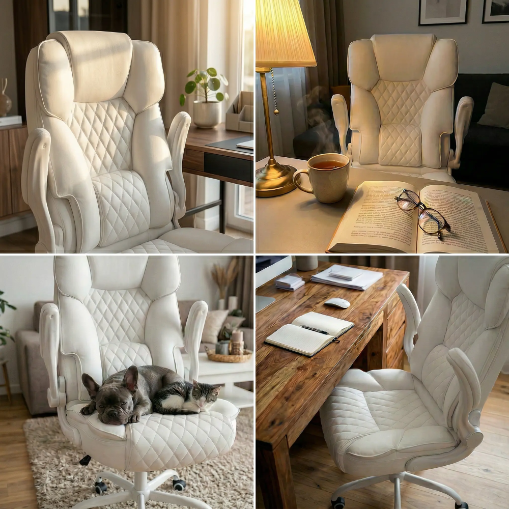 Fotel biurowy obrotowy Hell's Chair HC- 1033 White Biały Ekoskóra