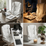 Fotel biurowy obrotowy Hell's Chair HC- 1033 White Biały Ekoskóra