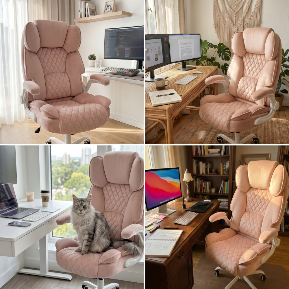 Fotel biurowy obrotowy Hell's Chair HC- 1033 Pink Różowy Tkanina