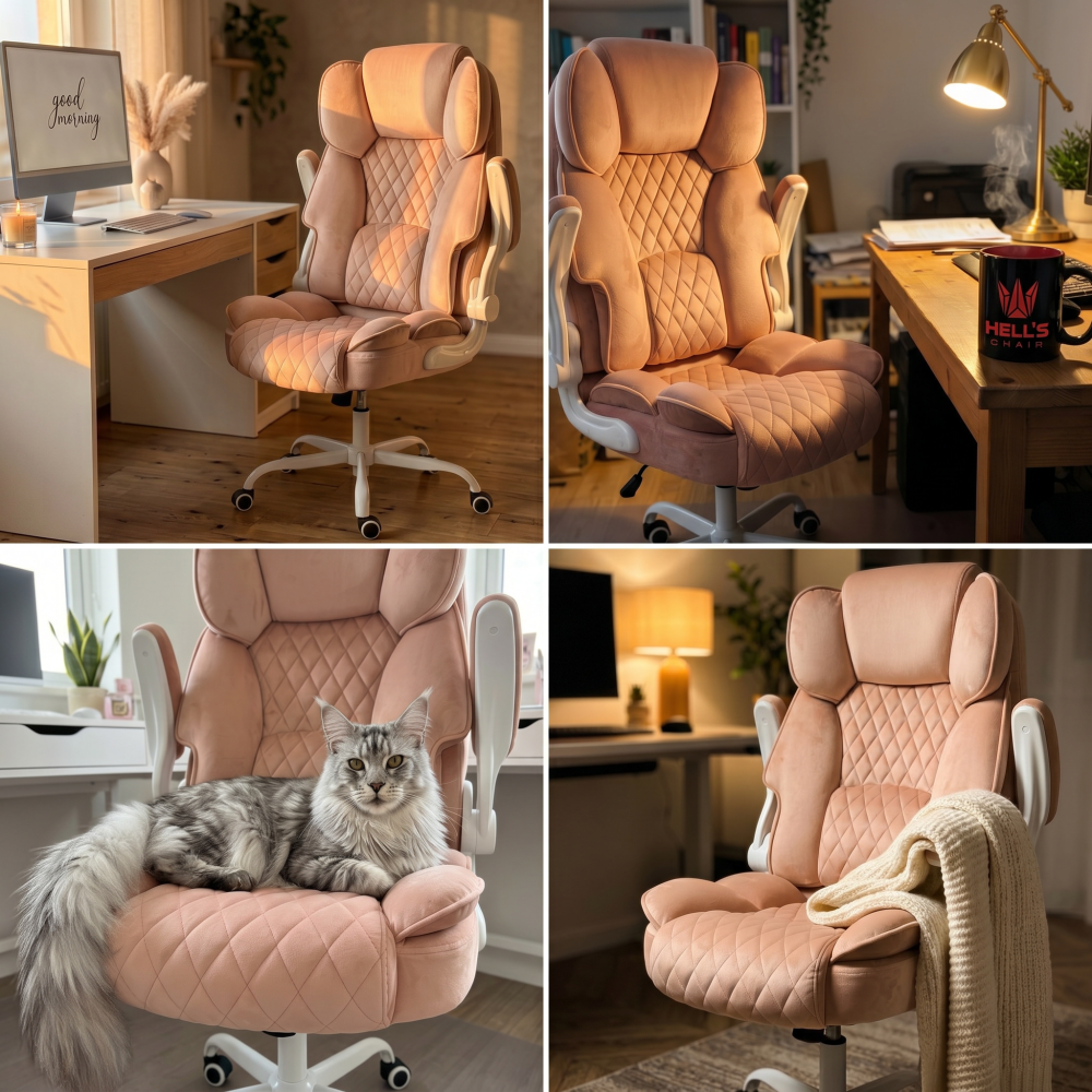 Fotel biurowy obrotowy Hell's Chair HC- 1033 Pink Różowy Tkanina