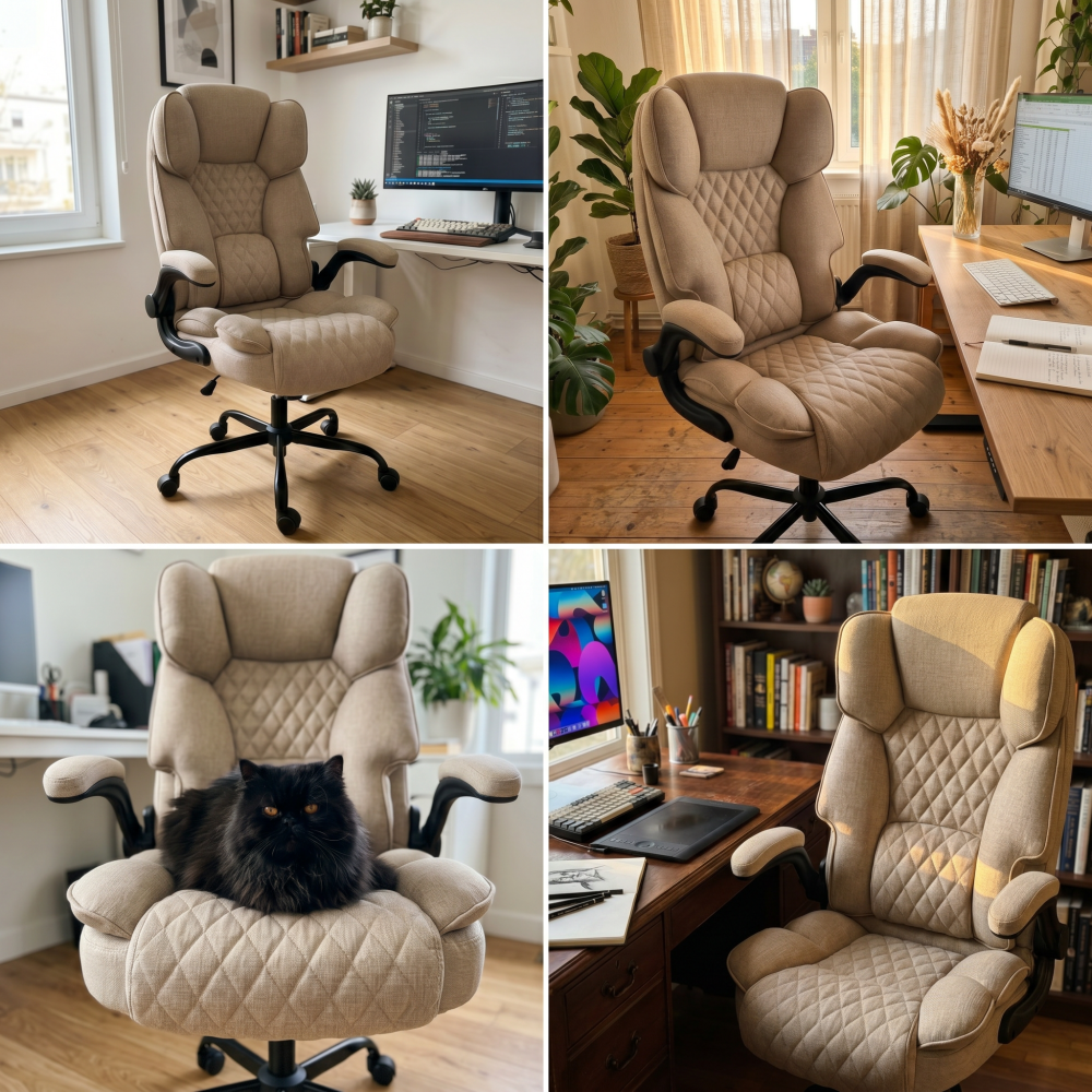 Fotel biurowy obrotowy Hell's Chair HC- 1033 Beige Beżowy Tkanina