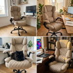 Fotel biurowy obrotowy Hell's Chair HC- 1033 Beige Beżowy Tkanina