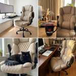 Fotel biurowy obrotowy Hell's Chair HC- 1033 Beige Beżowy Tkanina