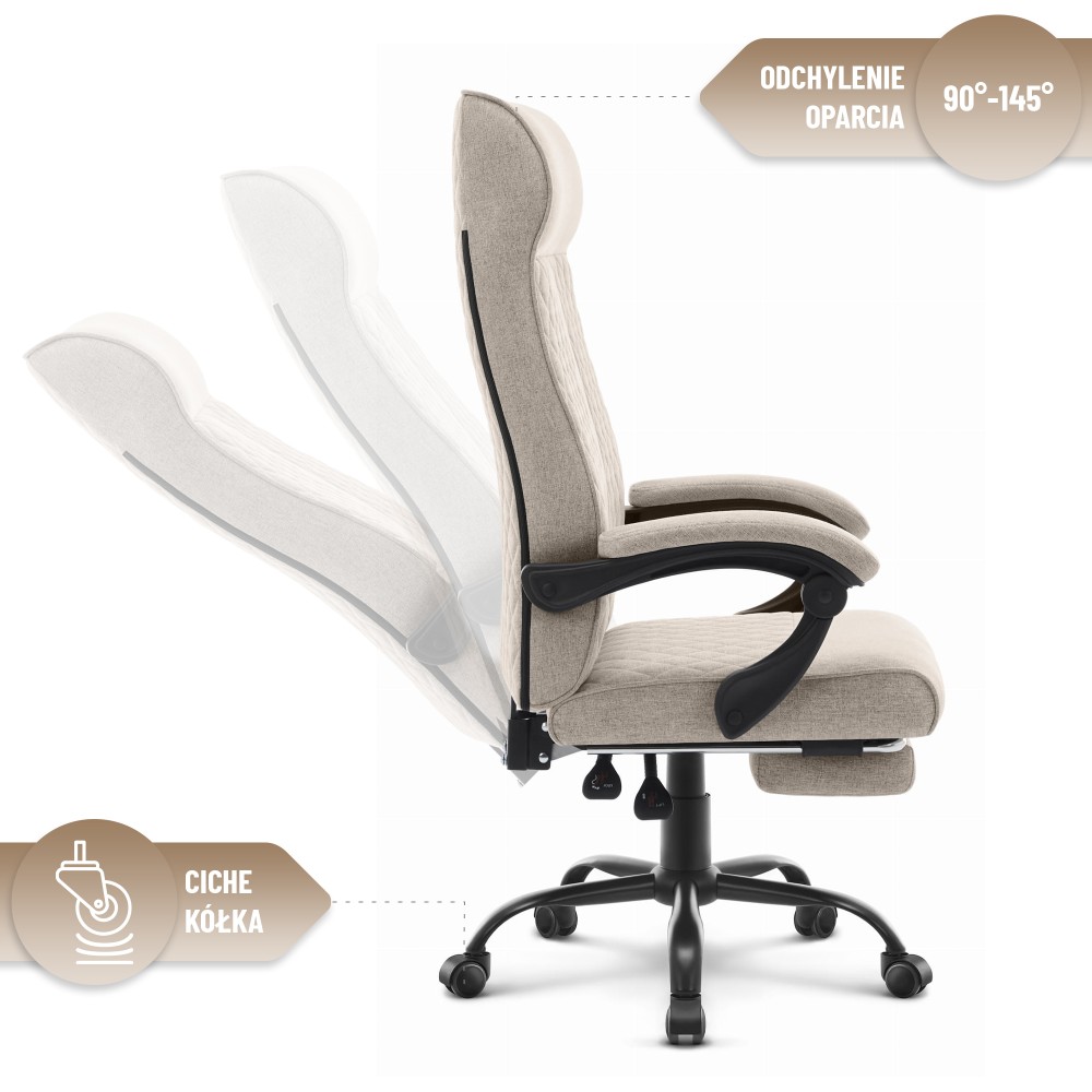 Fotel biurowy ergonomiczny obrotowy Hell's Chair HC- 1030 Beige Beżowy Tkanina