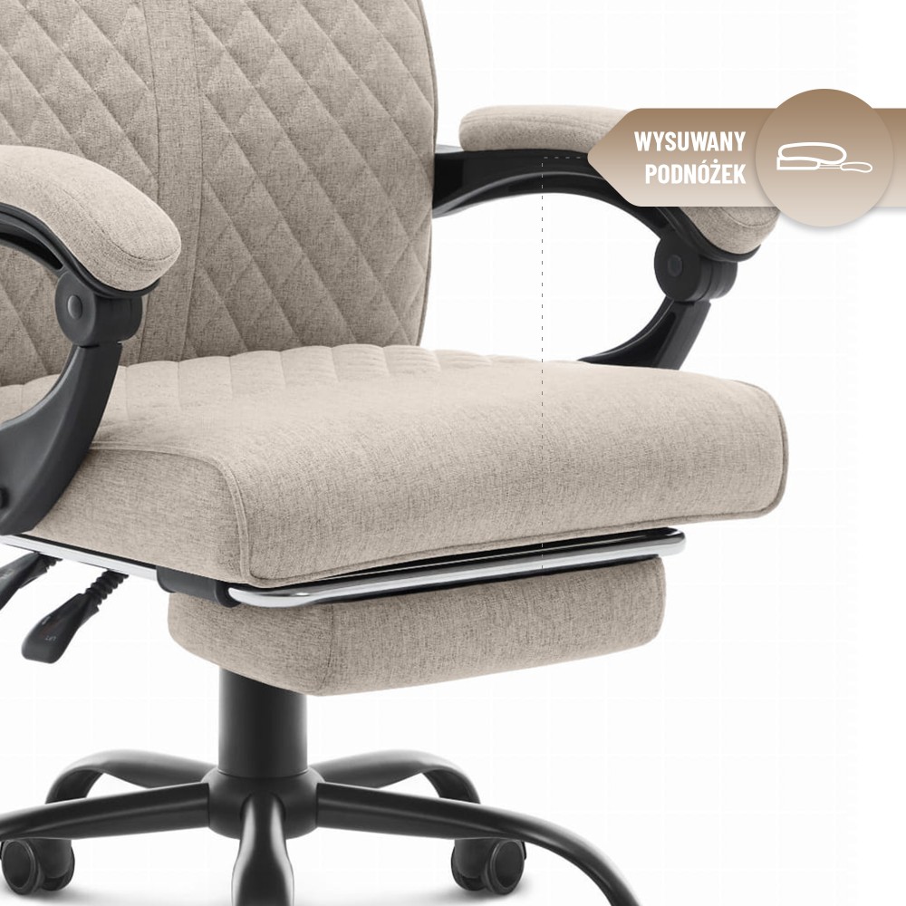 Fotel biurowy ergonomiczny obrotowy Hell's Chair HC- 1030 Beige Beżowy Tkanina