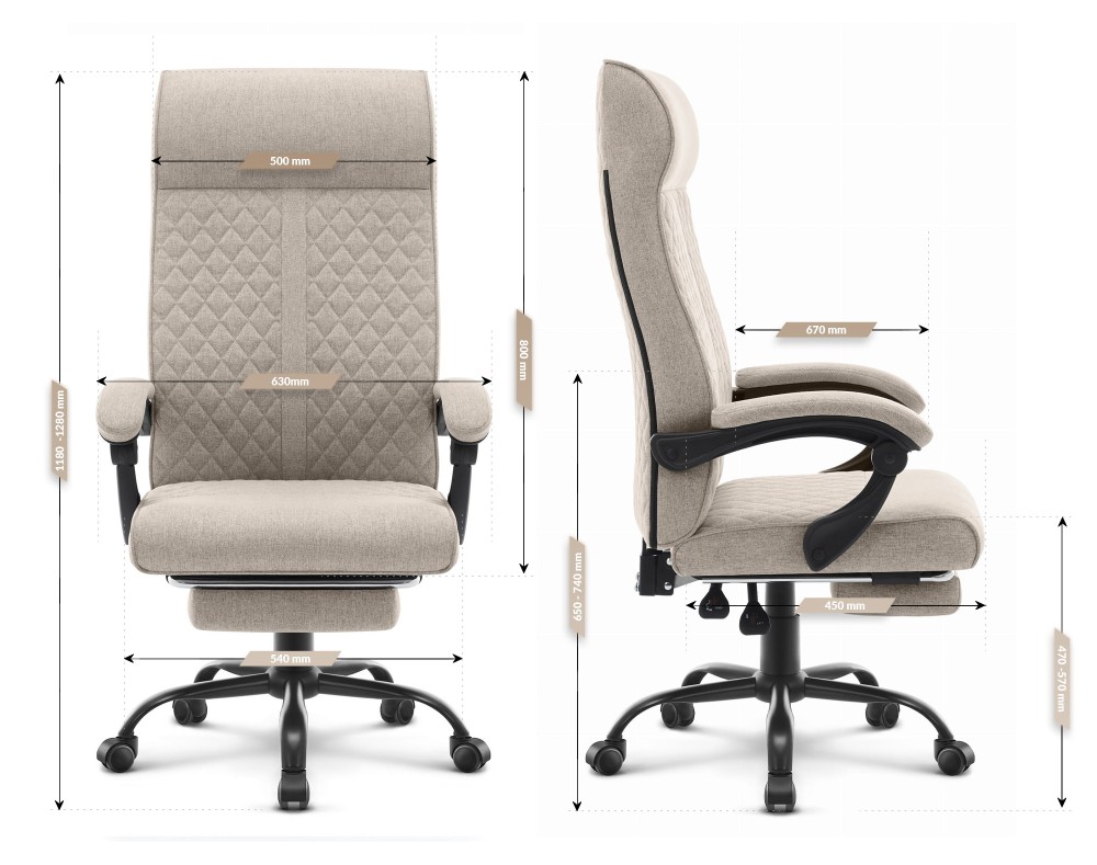 Fotel biurowy ergonomiczny obrotowy Hell's Chair HC- 1030 Beige Beżowy Tkanina