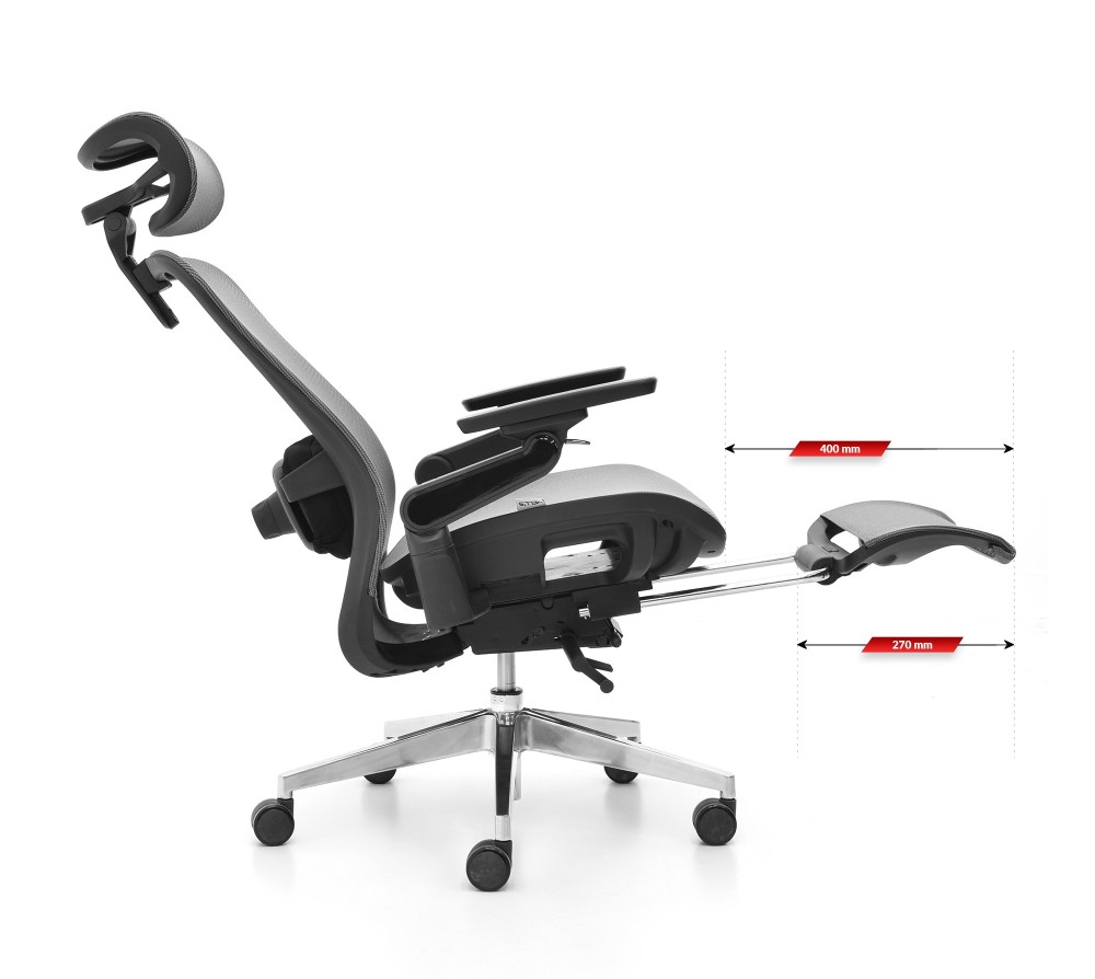 Fotel biurowy ergonomiczny obrotowy Hell's Chair HC- 1057 z Funkcją Masażu Grey Black Szary Czarny Tkanina