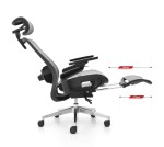 Fotel biurowy ergonomiczny obrotowy Hell's Chair HC- 1057 z Funkcją Masażu Grey Black Szary Czarny Tkanina