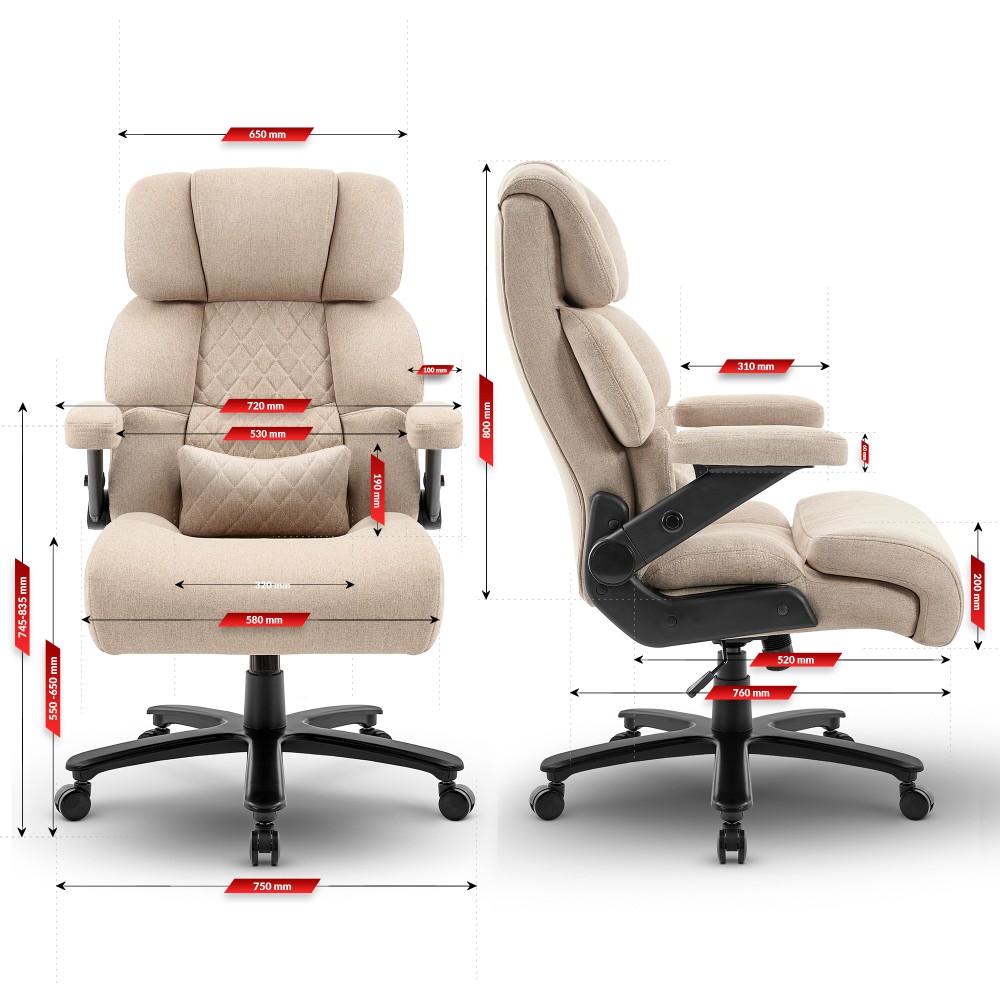 Fotel biurowy obrotowy Hell's Chair HC- 1034 Beige Beżowy Tkanina 01.jpg