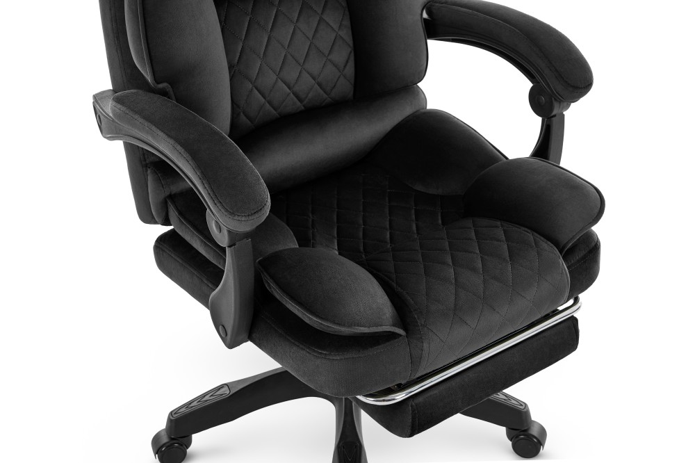 Fotel biurowy obrotowy Hell's Chair HC- 1031 Black Tkanina Welur
