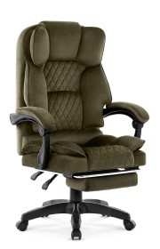 Fotel biurowy obrotowy Hell's Chair HC- 1031 Olive Oliwkowy Tkanina Welur 