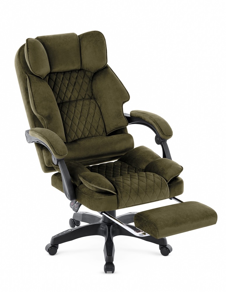Fotel biurowy obrotowy Hell's Chair HC- 1031 Olive Oliwkowy Tkanina Welur