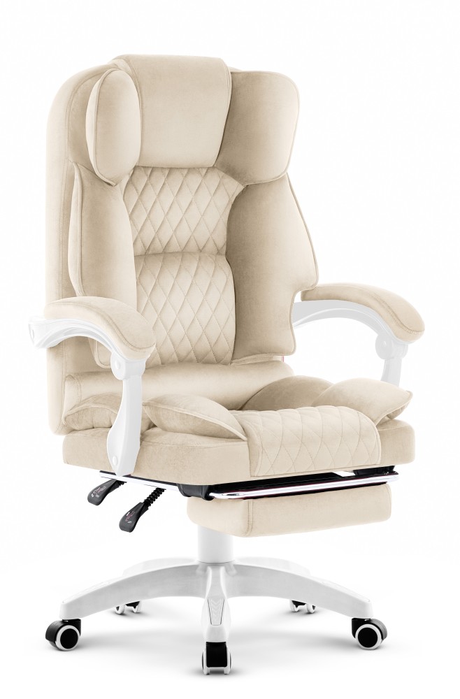 Fotel biurowy obrotowy Hell's Chair HC- 1031 Beżowy Beige Tkanina Welur