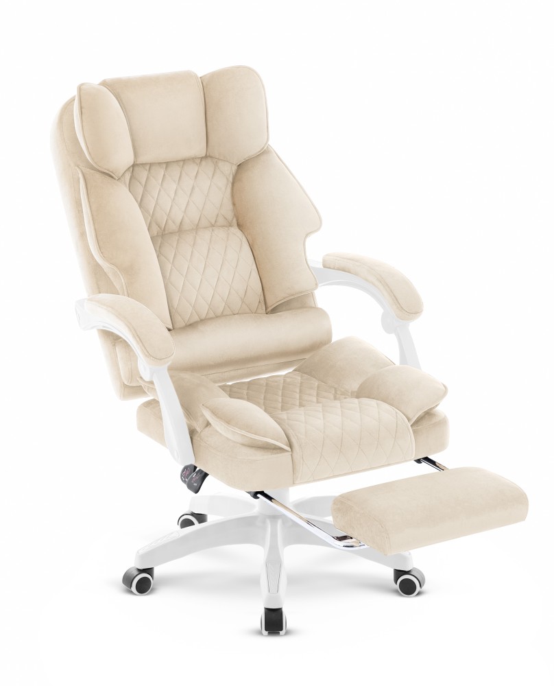 Fotel biurowy obrotowy Hell's Chair HC- 1031 Beżowy Beige Tkanina Welur
