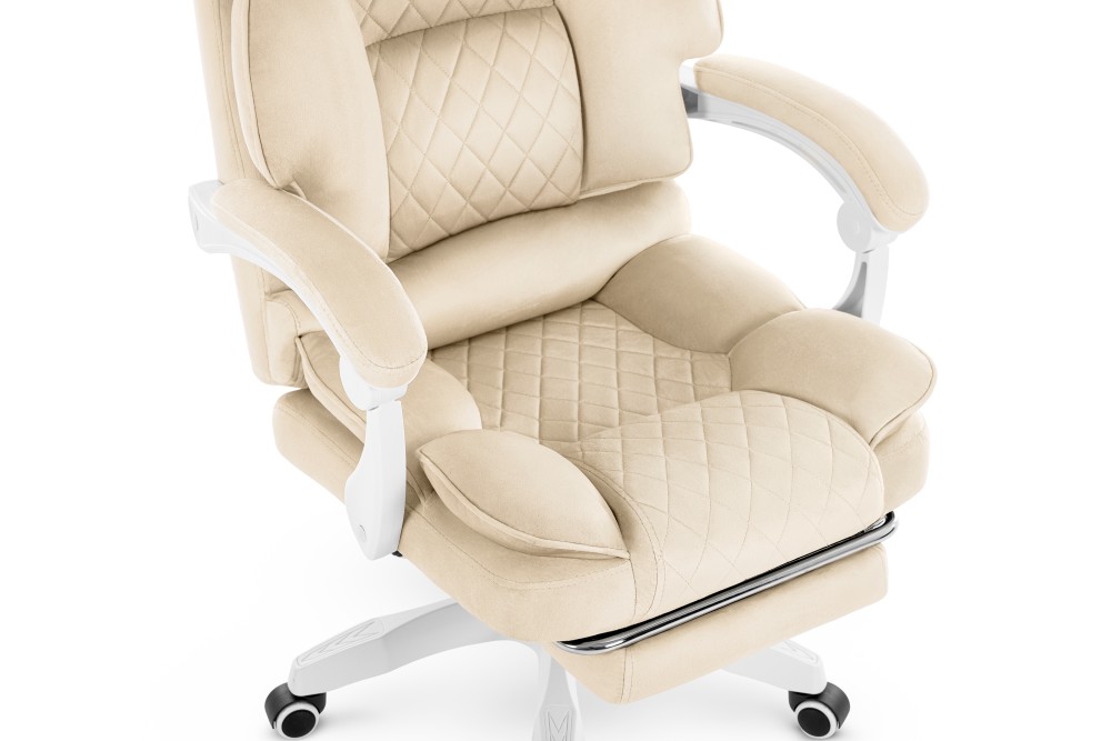 Fotel biurowy obrotowy Hell's Chair HC- 1031 Beżowy Beige Tkanina Welur