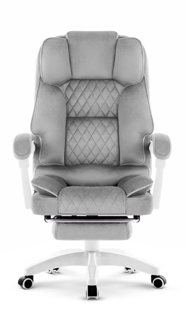 Fotel biurowy obrotowy Hell's Chair HC- 1031 Grey White Szary Biały Tkanina Welur