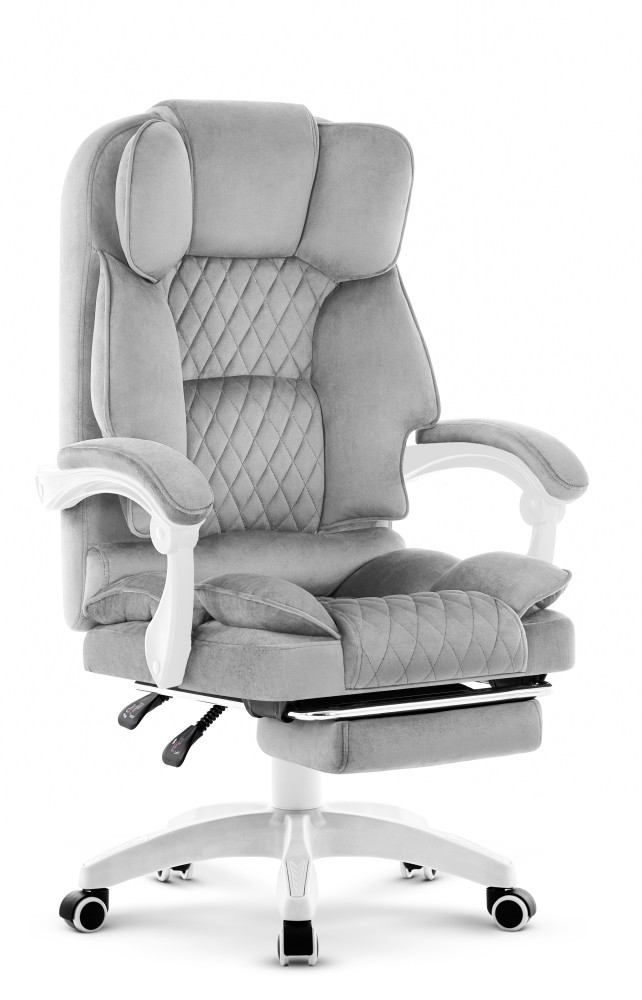 Fotel biurowy obrotowy Hell's Chair HC- 1031 Grey White Szary Biały Tkanina Welur