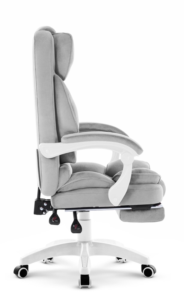 Fotel biurowy obrotowy Hell's Chair HC- 1031 Grey White Szary Biały Tkanina Welur