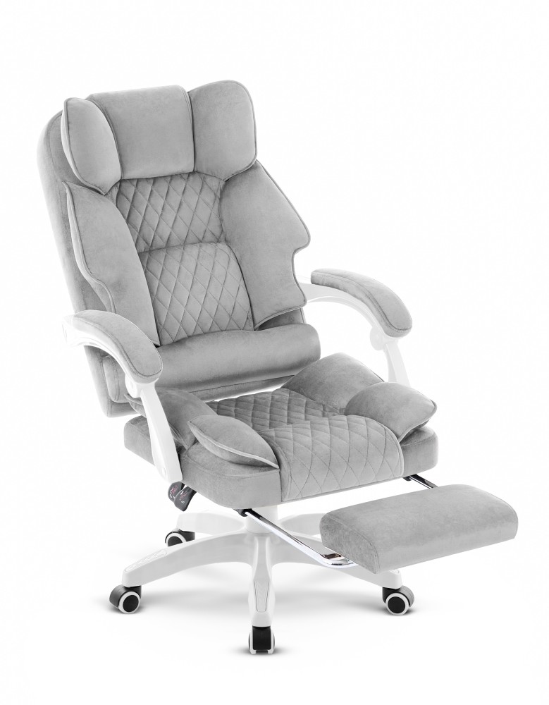 Fotel biurowy obrotowy Hell's Chair HC- 1031 Grey White Szary Biały Tkanina Welur