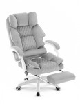 Fotel biurowy obrotowy Hell's Chair HC- 1031 Grey White Szary Biały Tkanina Welur