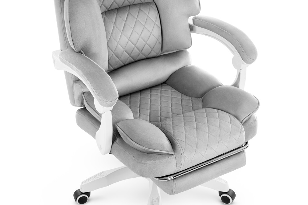 Fotel biurowy obrotowy Hell's Chair HC- 1031 Grey White Szary Biały Tkanina Welur