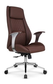 Fotel biurowy ergonomiczny obrotowy Hell's Chair HC- 1062 Brązowy Brown Ekoskóra Premium  
