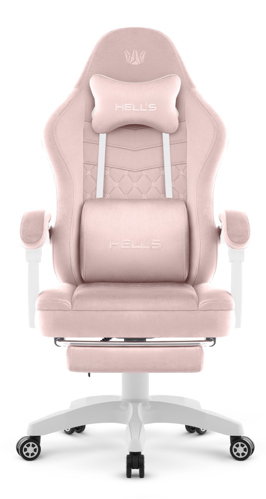 Fotel gamingowy Hell's Chair HC- 1015 Pink Różowy Tkanina Welur