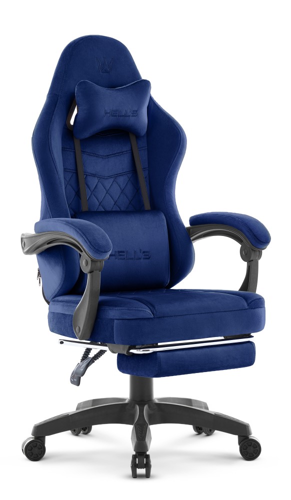 Fotel gamingowy Hell's Chair HC- 1015 Navy Tkanina Welur