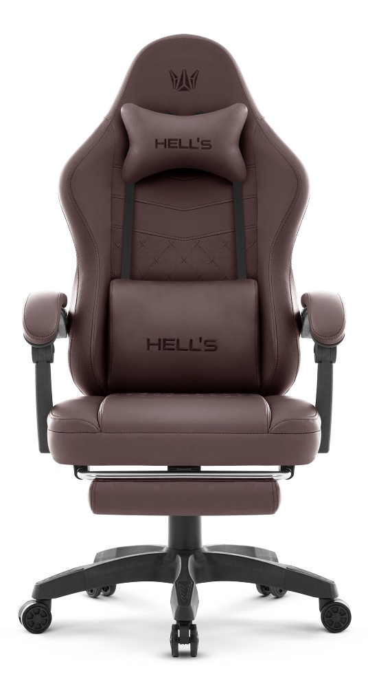 Fotel gamingowy Hell's Chair HC- 1015 Brown Brown Ciemny Brąz Ekoskóra