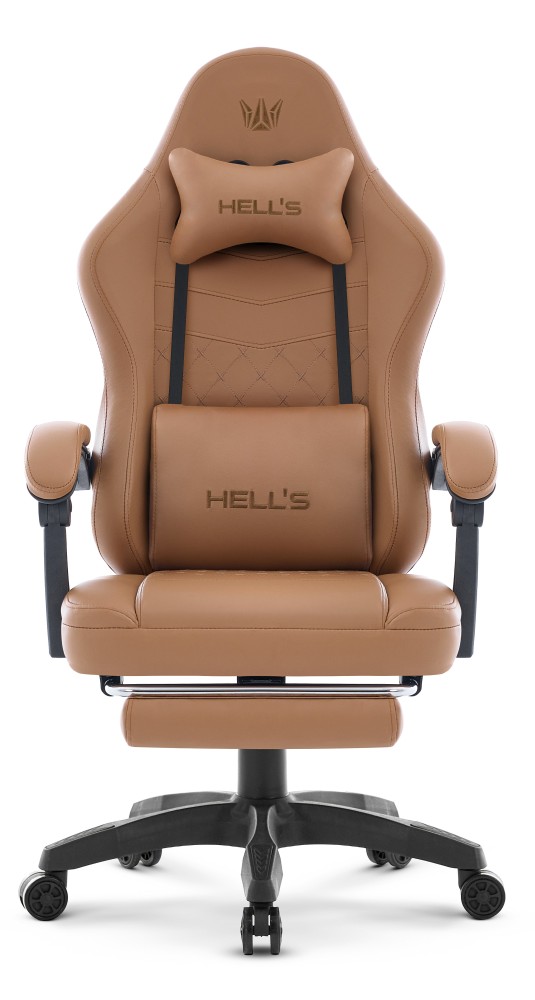 Fotel gamingowy Hell's Chair HC- 1015 Light Brown Jasny Brązowy Ekoskóra