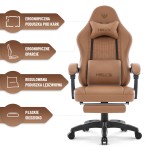 Fotel gamingowy Hell's Chair HC- 1015 Light Brown Jasny Brązowy Ekoskóra