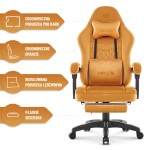Fotel gamingowy Hell's Chair HC- 1015 Musztardowy Tkanina Welurowa