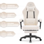 Fotel gamingowy Hell's Chair HC- 1015 Ecru Kremowy Tkanina