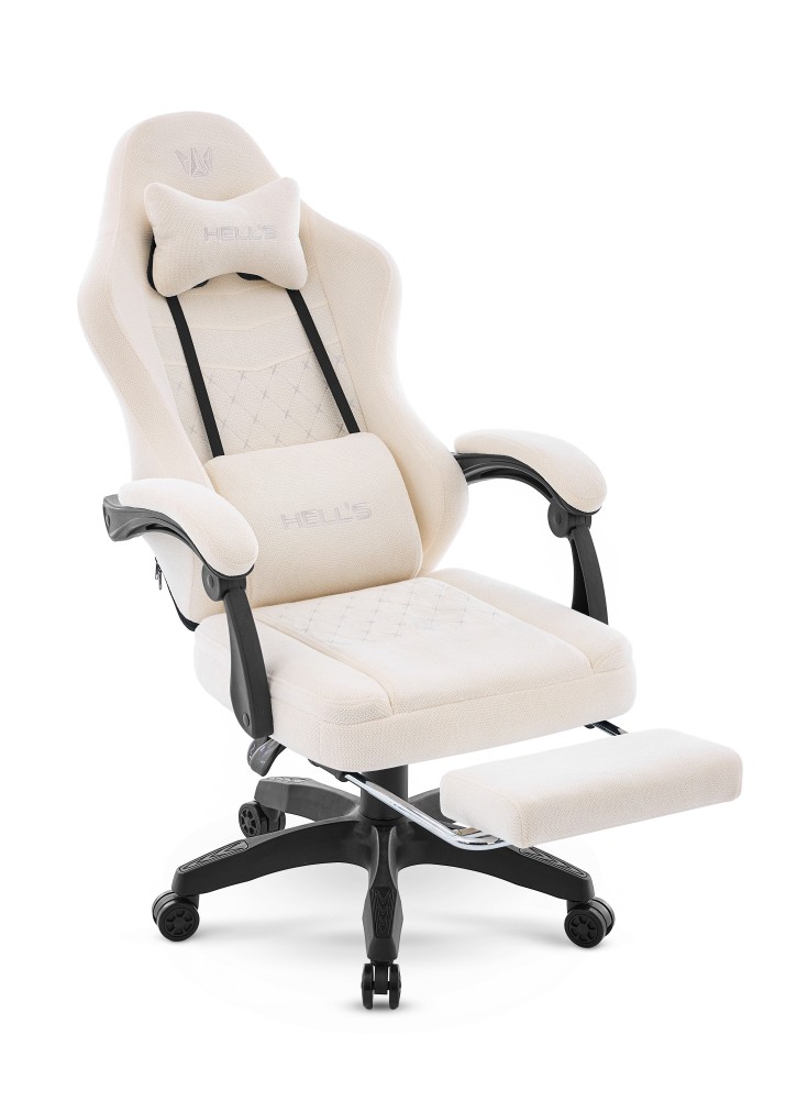 Fotel gamingowy Hell's Chair HC- 1015 Ecru Kremowy Tkanina