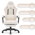 Fotel gamingowy Hell's Chair HC- 1015 Ecru Kremowy Tkanina