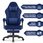 Fotel gamingowy Hell's Chair HC- 1015 Navy Tkanina Welurowa