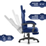 Fotel gamingowy Hell's Chair HC- 1015 Navy Tkanina Welurowa