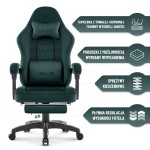 Fotel gamingowy Hell's Chair HC- 1015 Green Zielony Tkanina Welurowa
