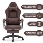 Fotel gamingowy Hell's Chair HC- 1015 Brown Brown Ciemny Brązowy Ekoskóra