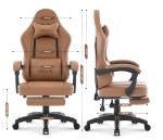 Fotel gamingowy Hell's Chair HC- 1015 Light Brown Jasny Brązowy Ekoskóra