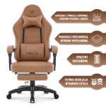 Fotel gamingowy Hell's Chair HC- 1015 Light Brown Jasny Brązowy Ekoskóra